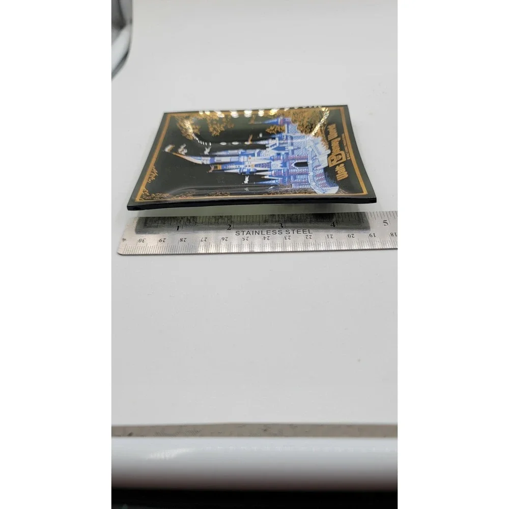 Vintage Walt Disney World Cinderella Castle Souvenir Glass Tray Trinket‎ Dish